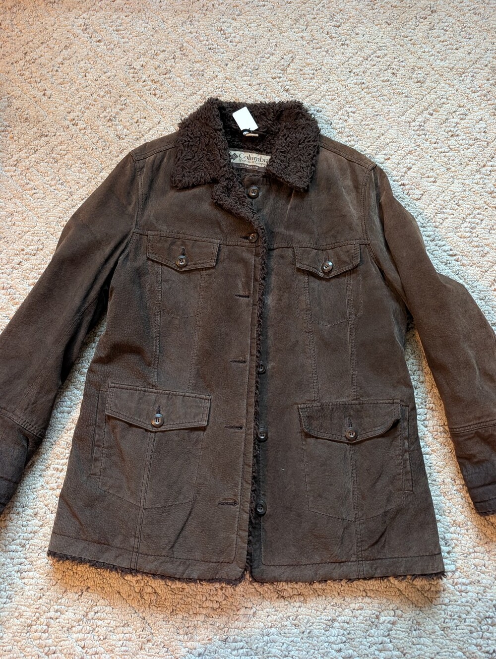 Vintage Y2K 2000 Columbia Chocolate Brown Suede Sherpa Ranch Jacket Gorpcore Vtg